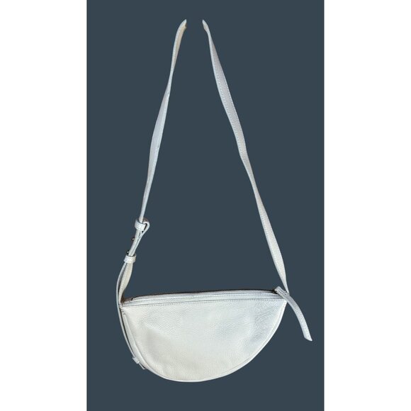 The Sak Handbags - The Sak White Leather Half Moon Crossbody Bag With Adjustable Strap